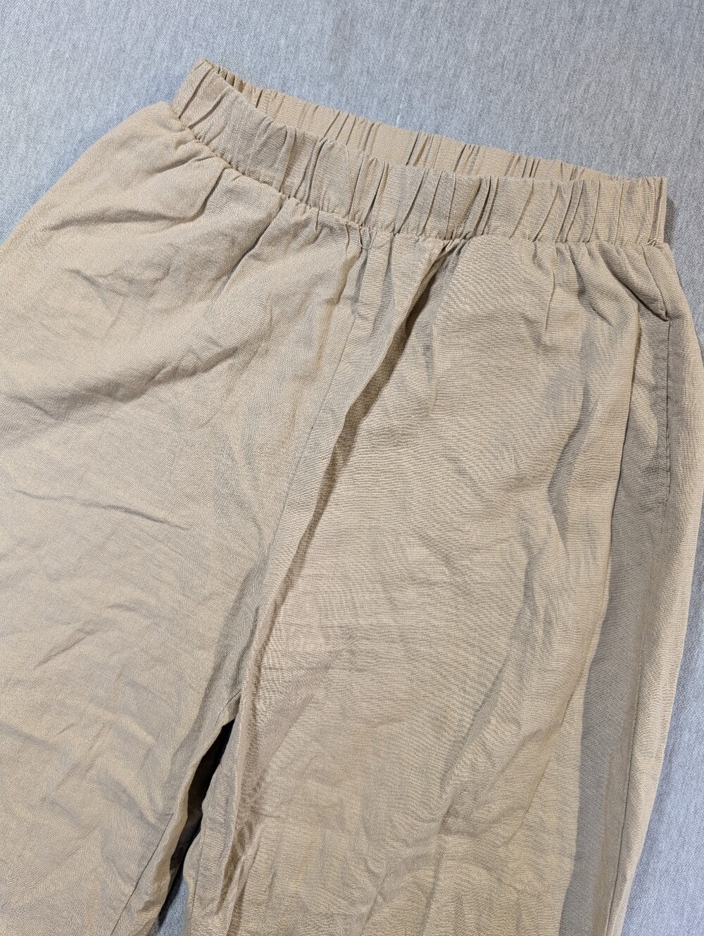 Ardene Linen Blend Wide Leg Pants Women's Large Beige